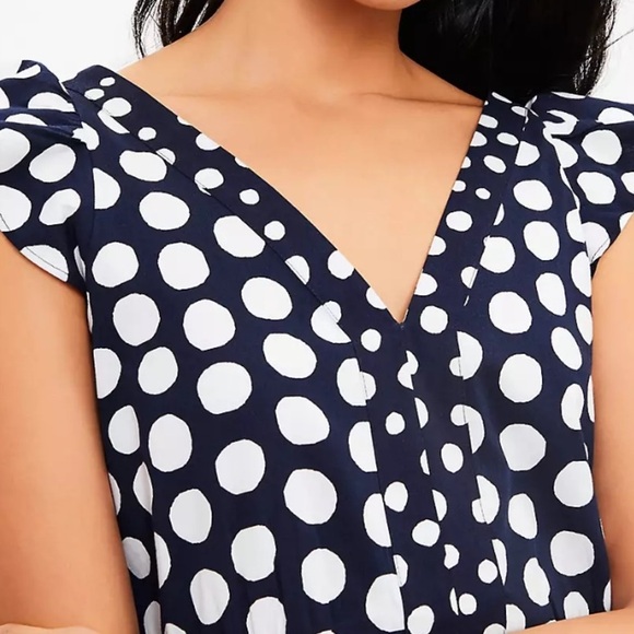 Loft Dotted Flutter Sleeve V-neck Midi Dress - Picture 5 of 10